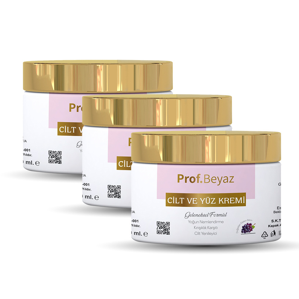 3'lü Prof Beyaz Cilt ve Yüz Kremi | Yoğun Resveratrol ve Kolajen Destekli Canlandırıcı Krem